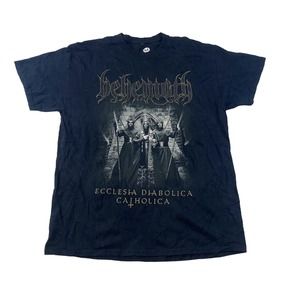 Behemoth Ecclesia Diabolica Catholica Graphic Tee Thrifted Vintage Style Size M